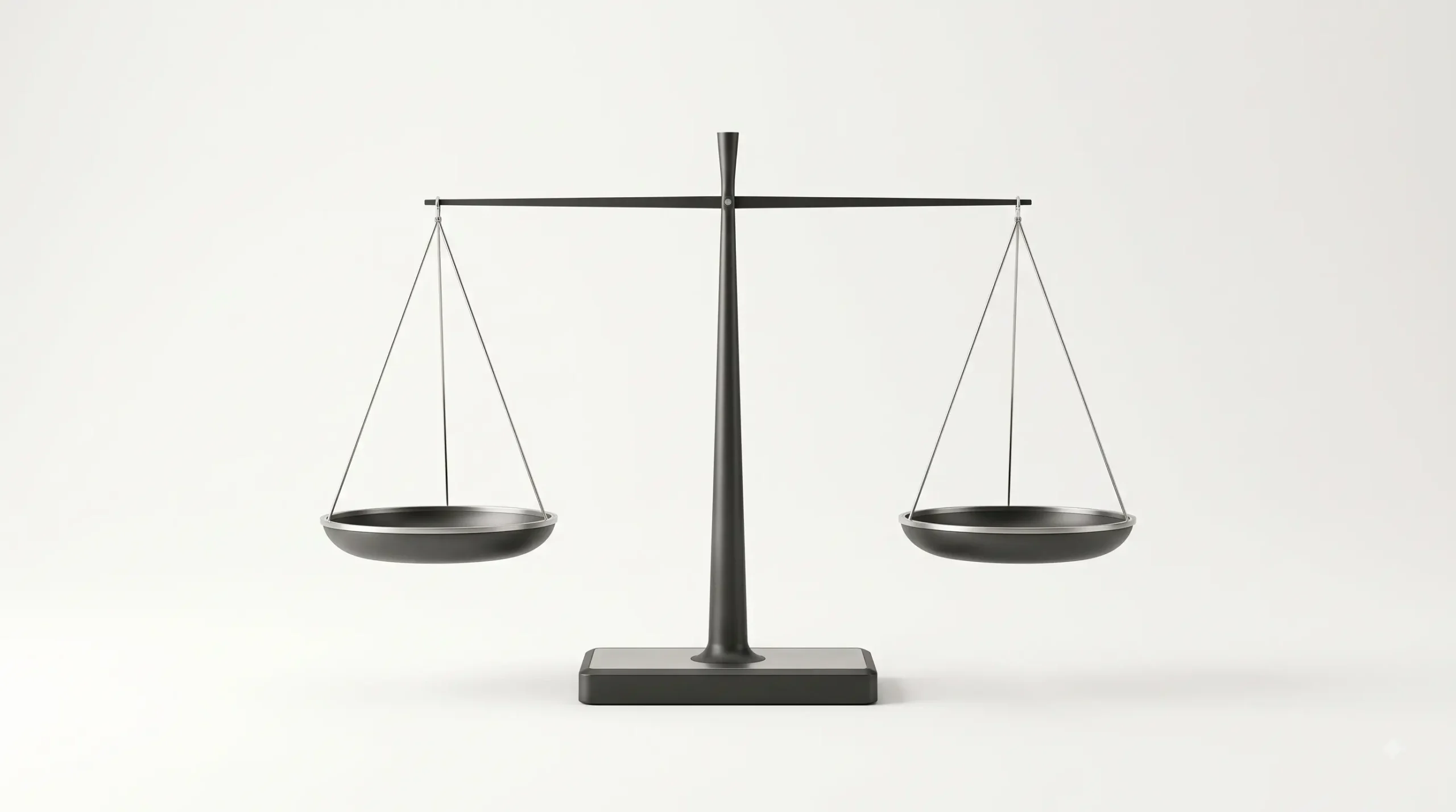 A minimalist black balance scale modeling macro debt dynamics and political intervention variables.